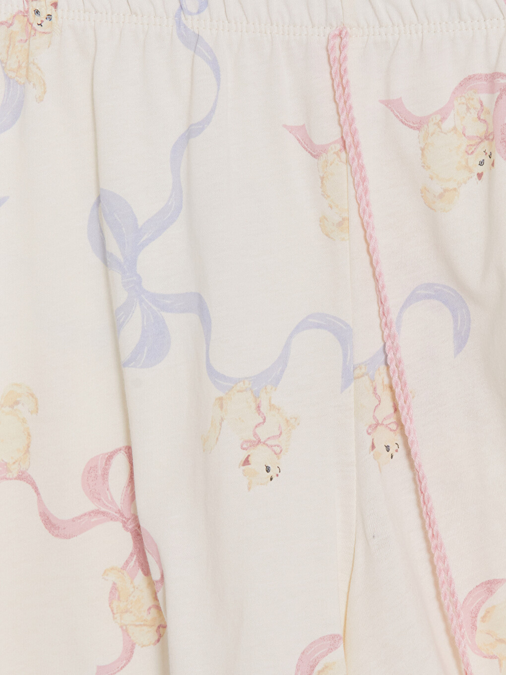 Ekru Beli Lastikli Baskılı Kadın Şort Pijama Altı 2'li-13