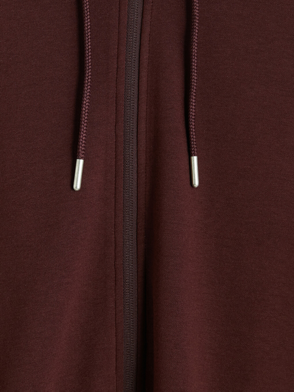 Bordo Kapüşonlu Erkek Fermuarlı Sweatshirt-4