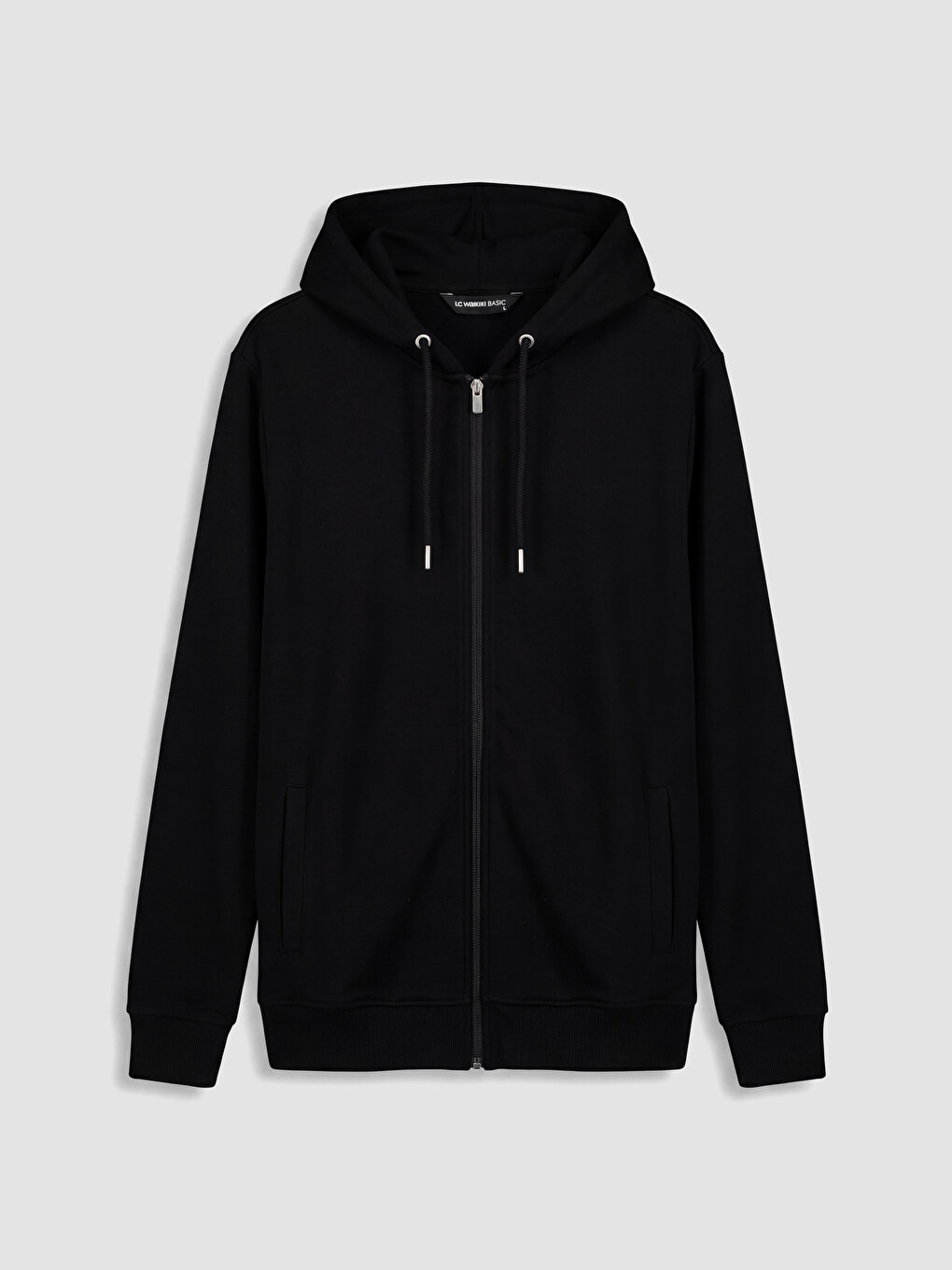 Siyah Kapüşonlu Erkek Fermuarlı Sweatshirt-3
