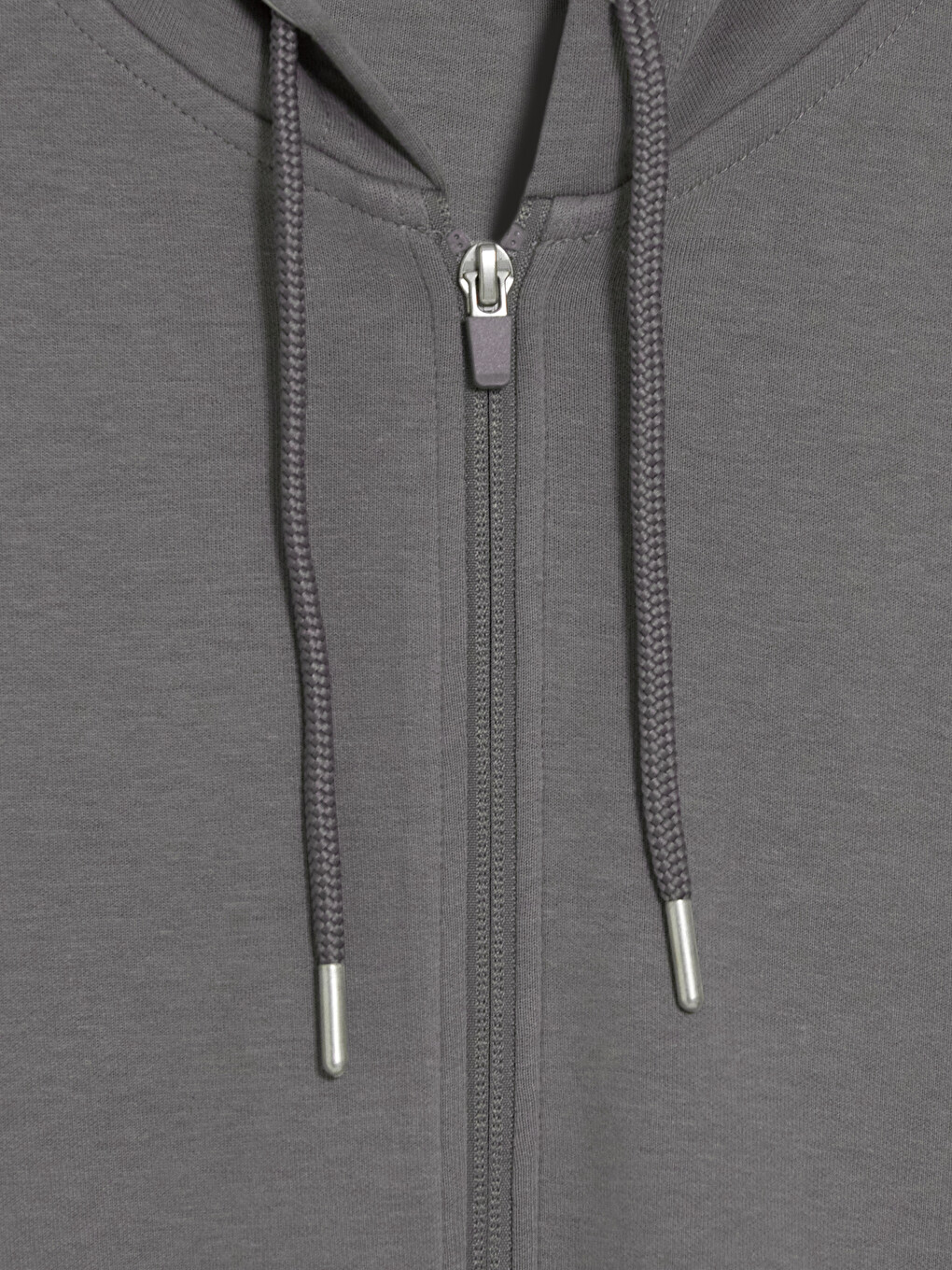 Gri Kapüşonlu Erkek Fermuarlı Sweatshirt-4
