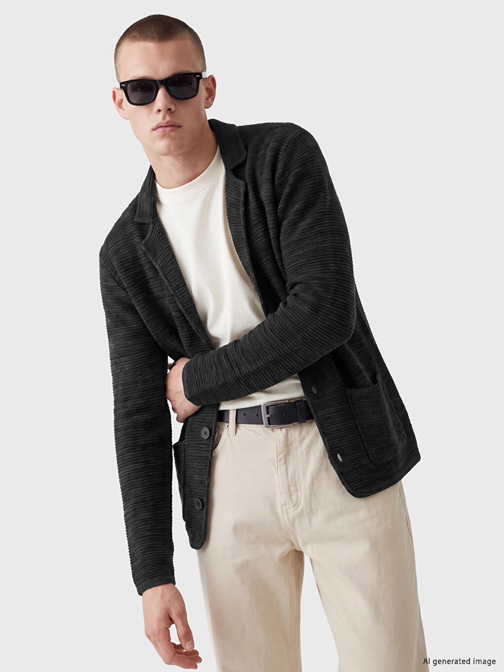 Man Black Cardigan