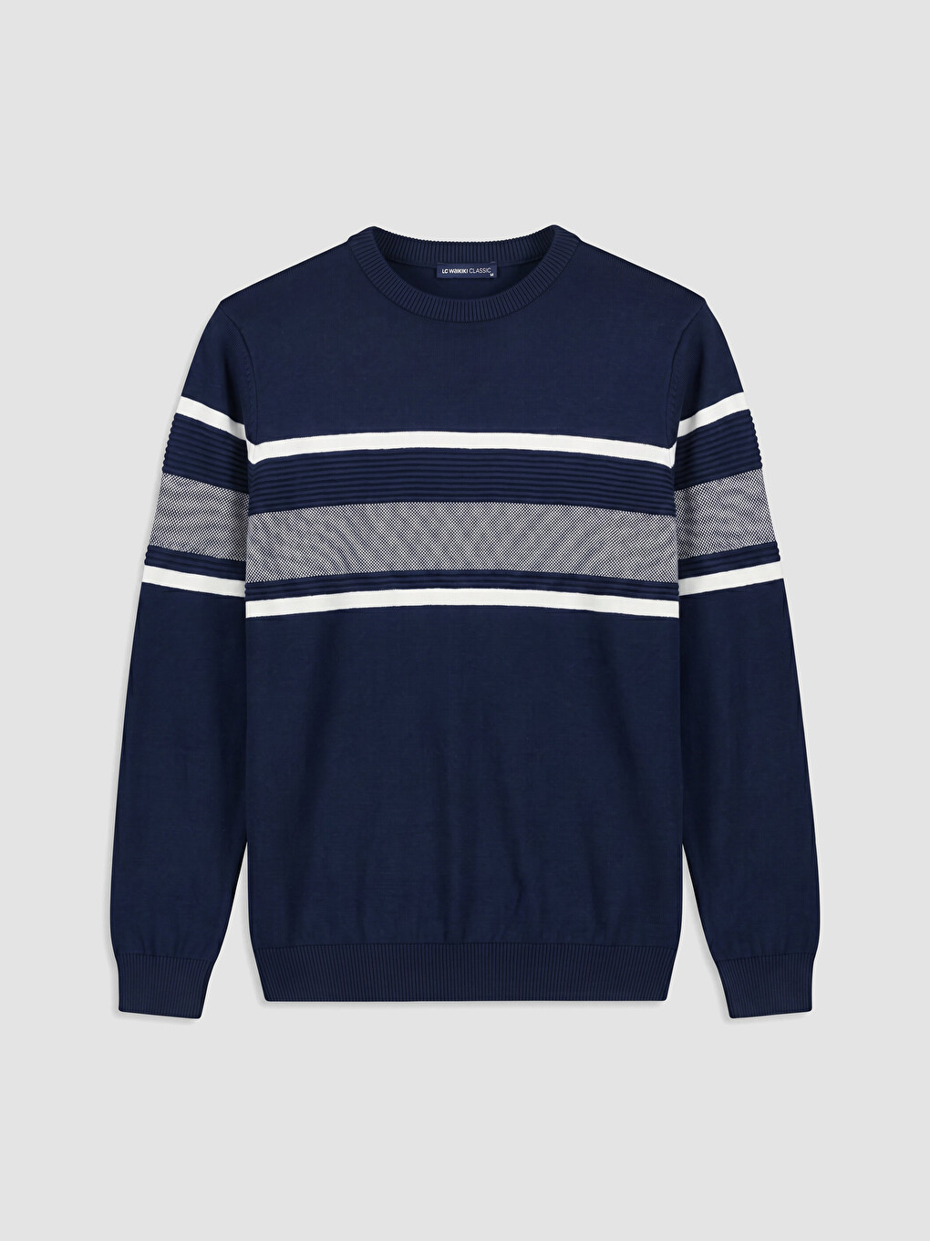 Crew Neck Striped Men's Knitwear Sweater