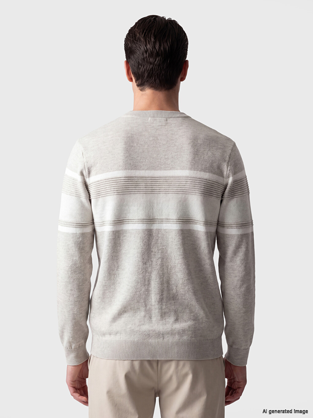 Pull-over En Maille À Rayures À Col Rond Pour Homme-2