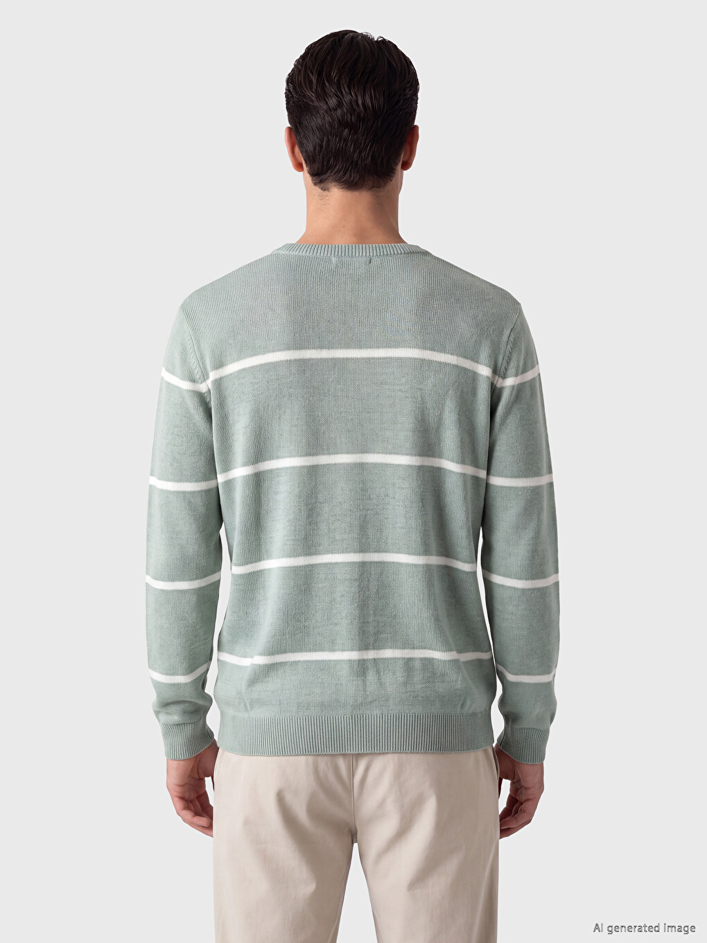 Pull-over En Maille À Rayures À Col Rond Pour Homme-2