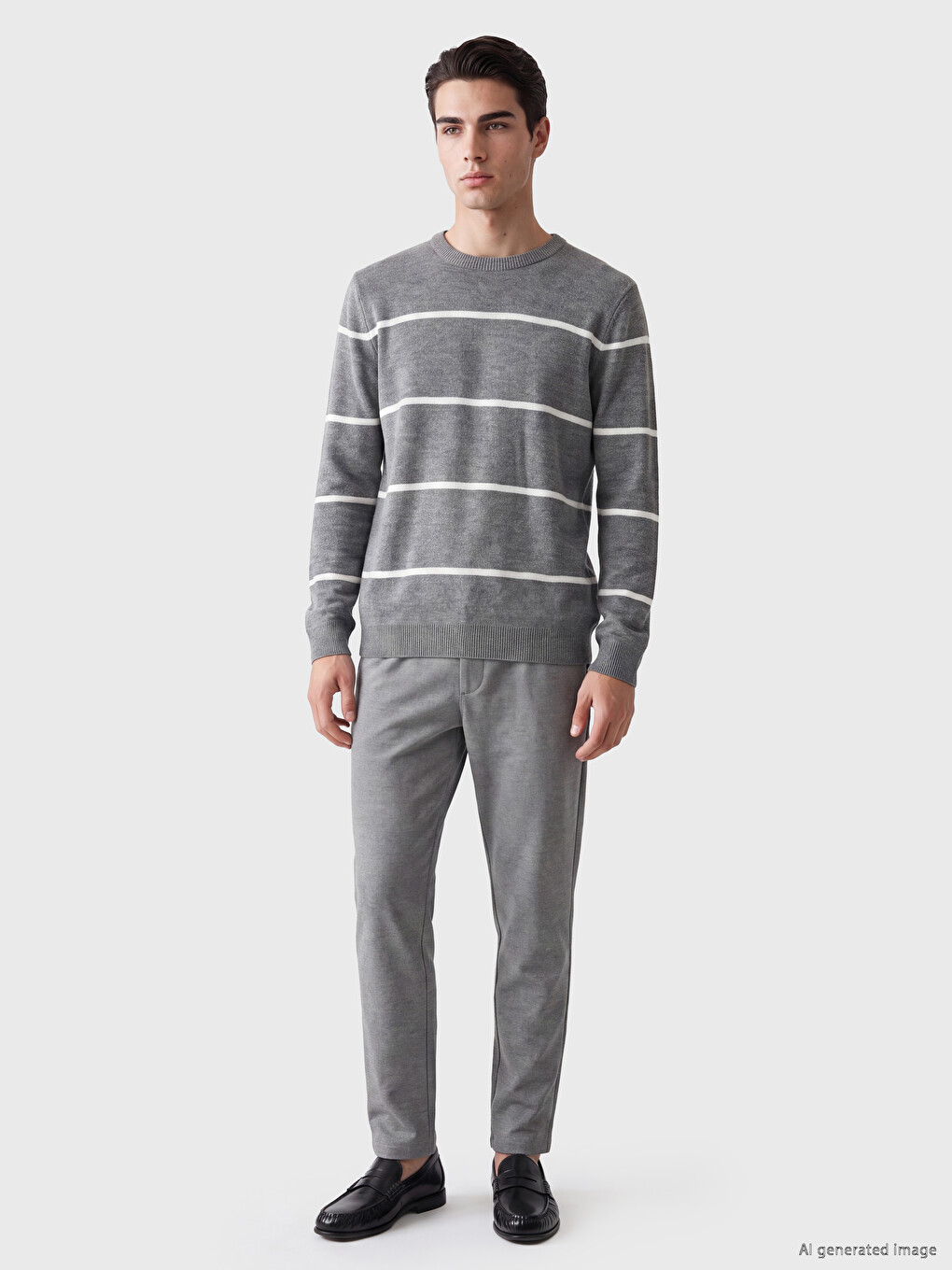 Crew Neck Striped Men's Knitwear Sweater-1