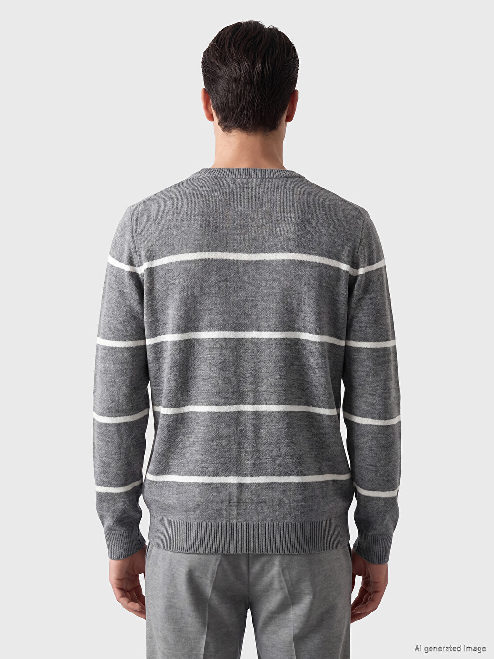 Crew Neck Striped Men's Knitwear Sweater-2