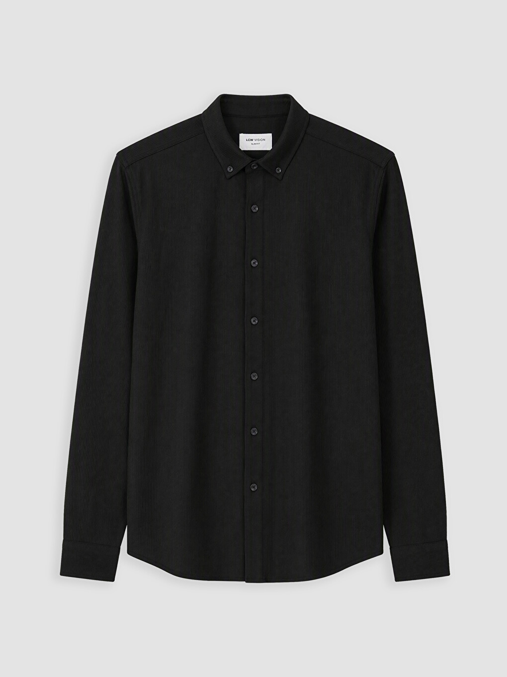 Siyah Slim Fit Erkek Dokulu Gömlek