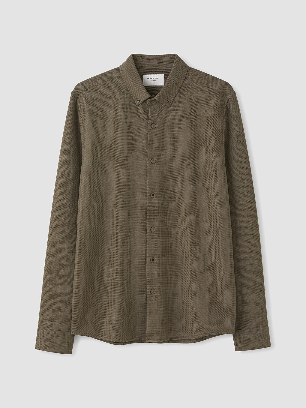 Yeşil Slim Fit Erkek Dokulu Gömlek-4