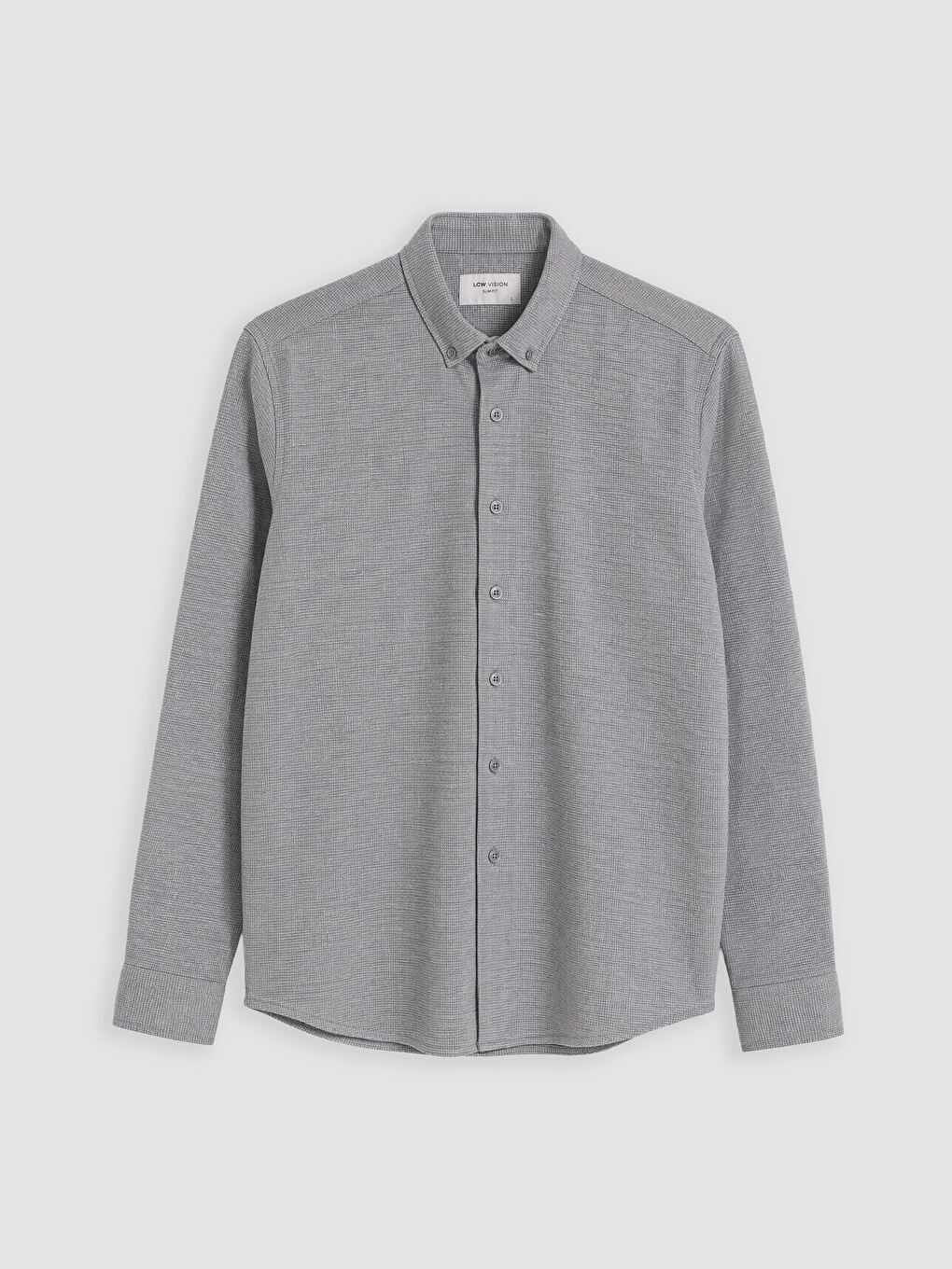 Gri Slim Fit Dokulu Erkek Gömlek