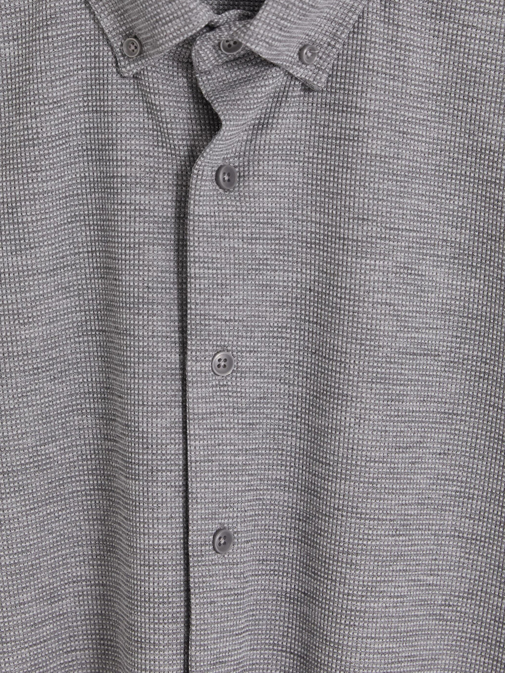 Gri Slim Fit Dokulu Erkek Gömlek-1