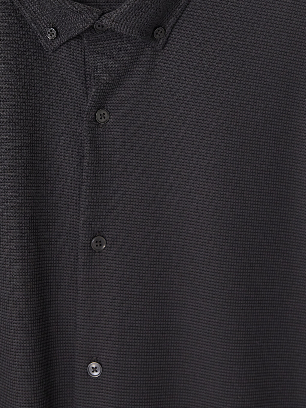 Antrasit Slim Fit Dokulu Erkek Gömlek-2
