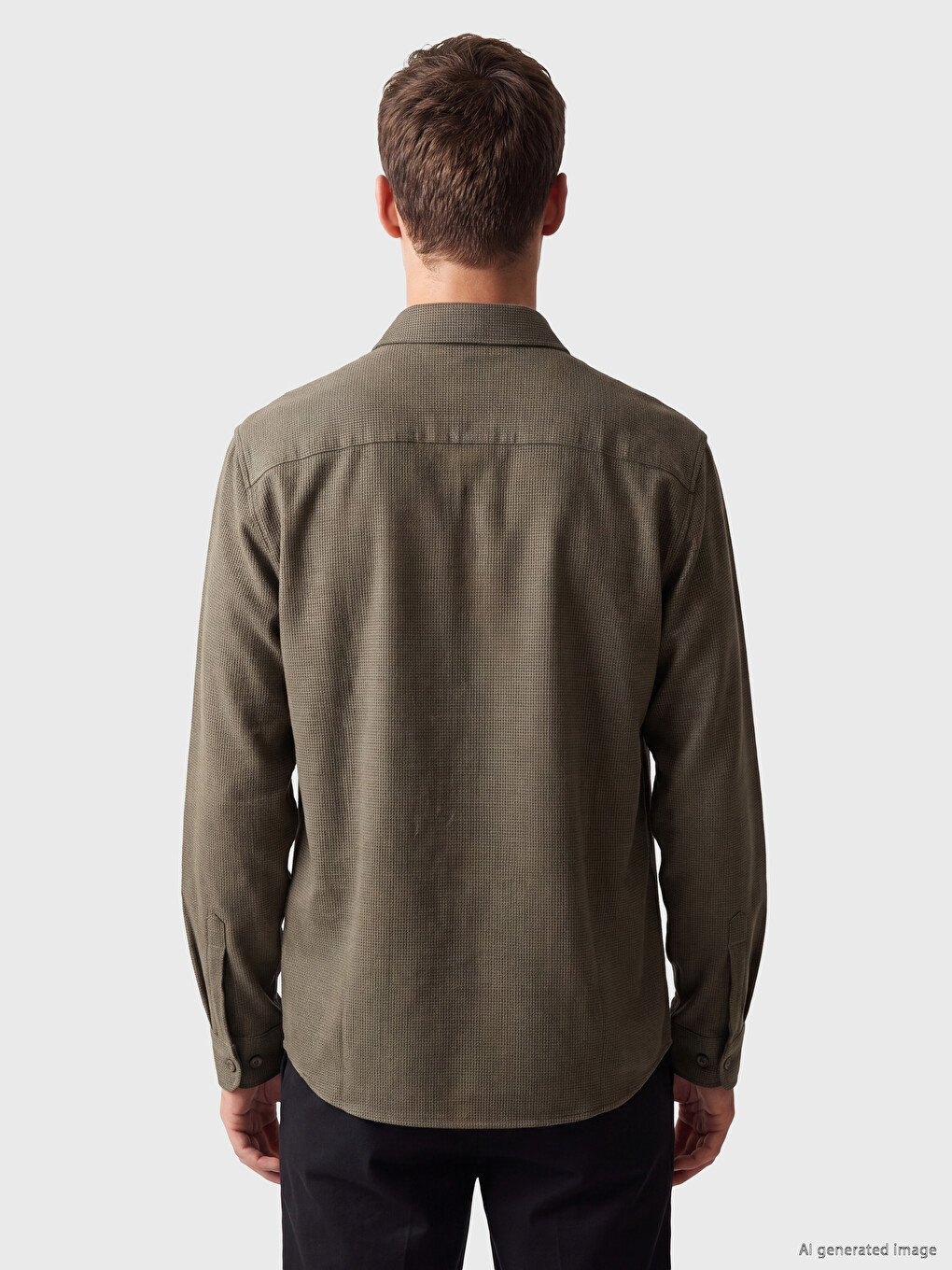 Yeşil Slim Fit Erkek Dokulu Gömlek-3