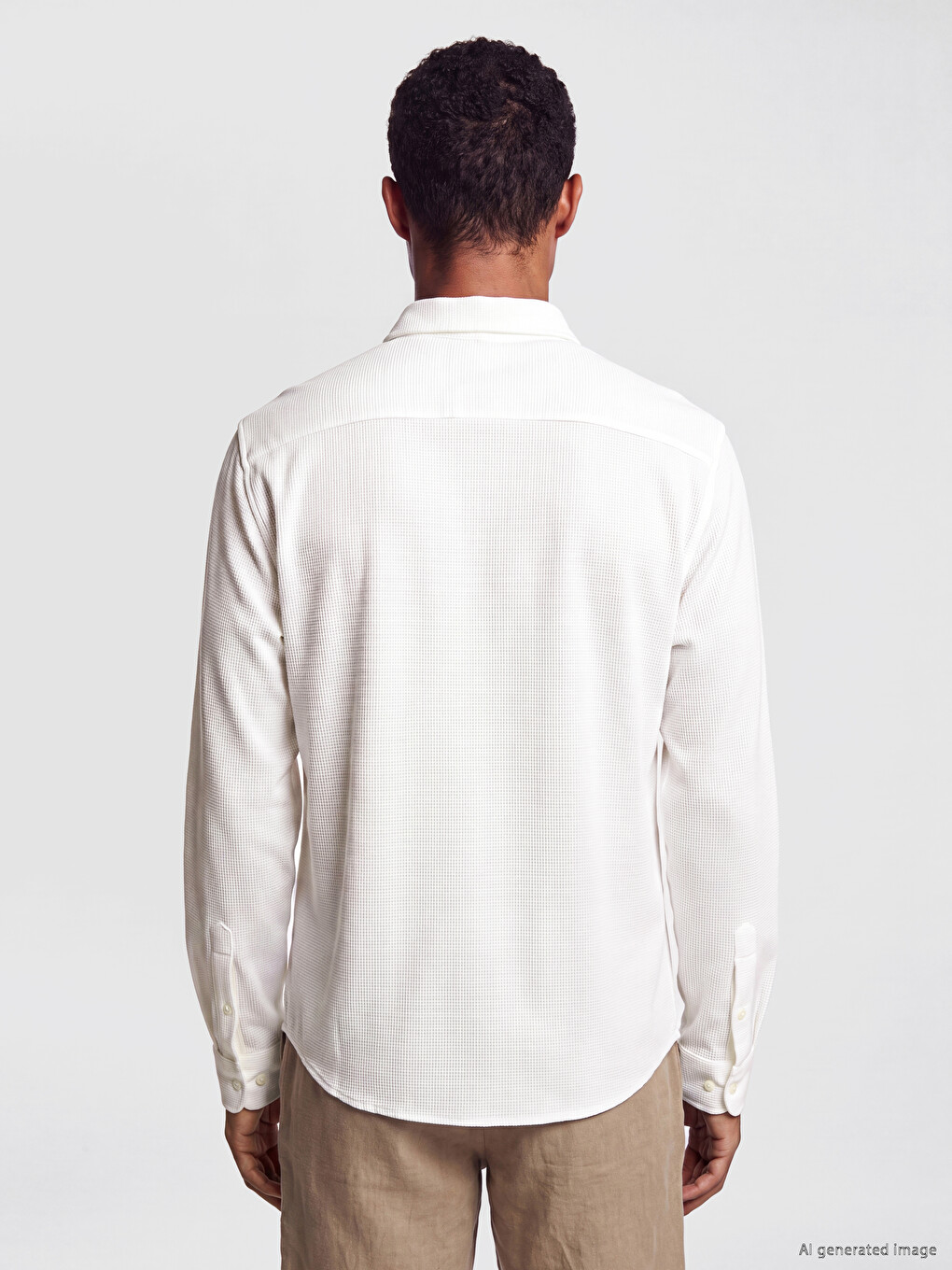 Beyaz Slim Fit Dokulu Erkek Gömlek-3