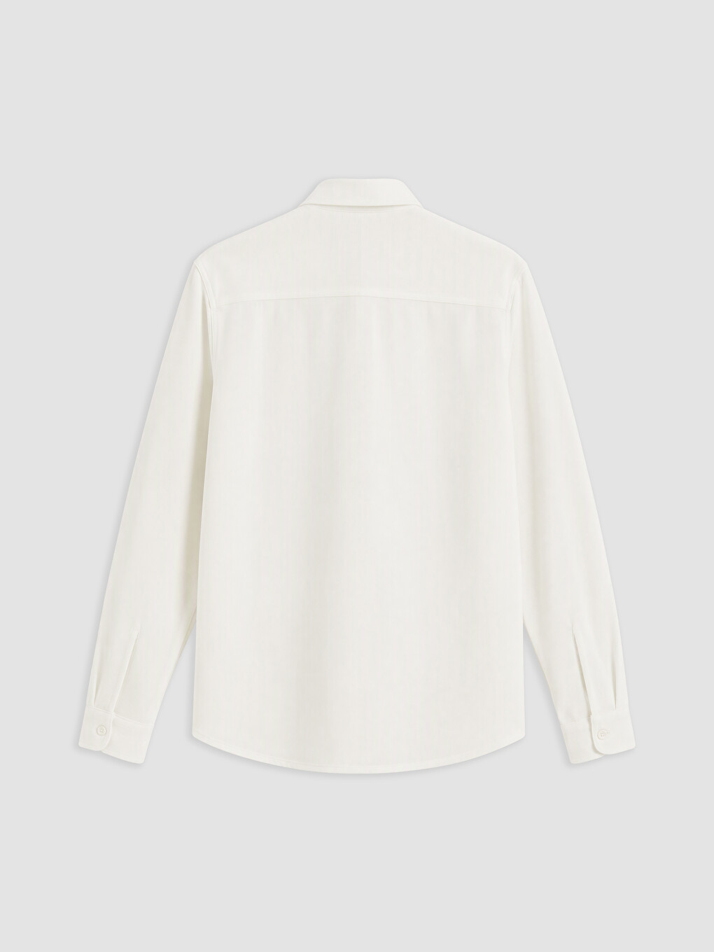 Beyaz Slim Fit Dokulu Erkek Gömlek-5