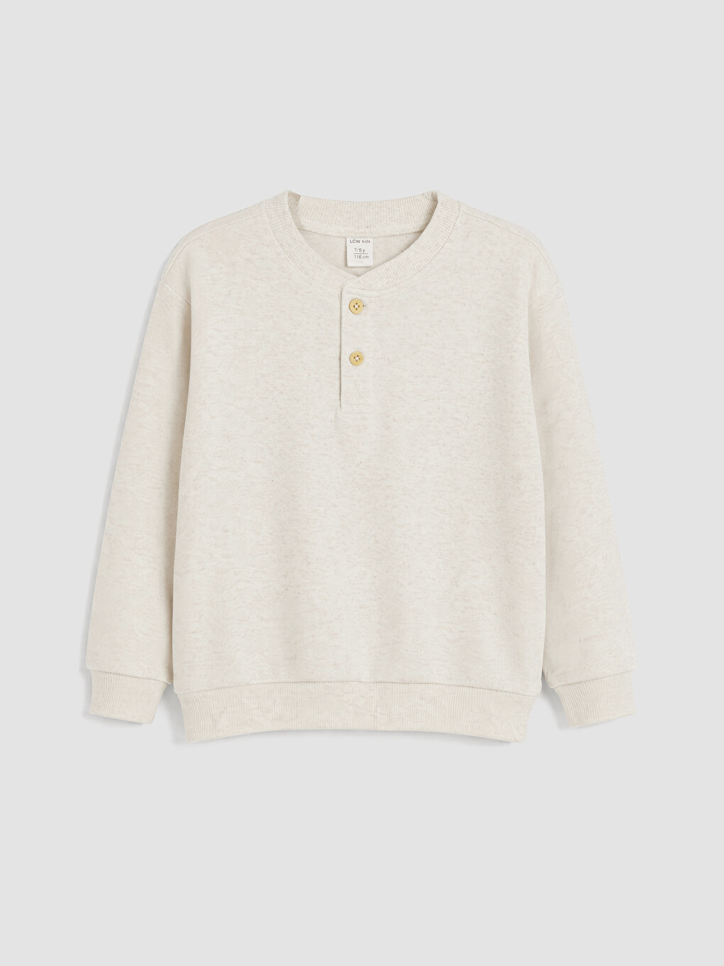 Sweatshirt کوڕان بە دوگمە و قۆڵی گەرد-1