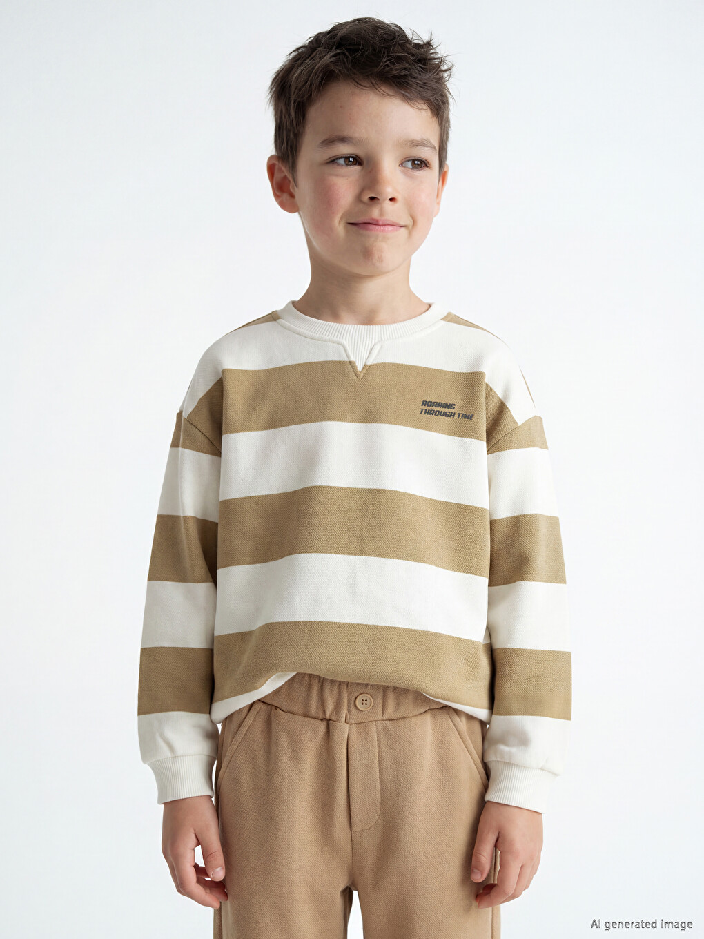 Crew Neck Striped Boys' Sweatshirt
