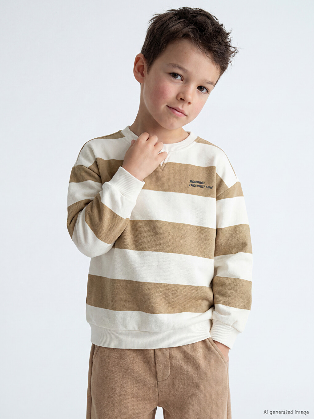 Crew Neck Striped Boys' Sweatshirt-1