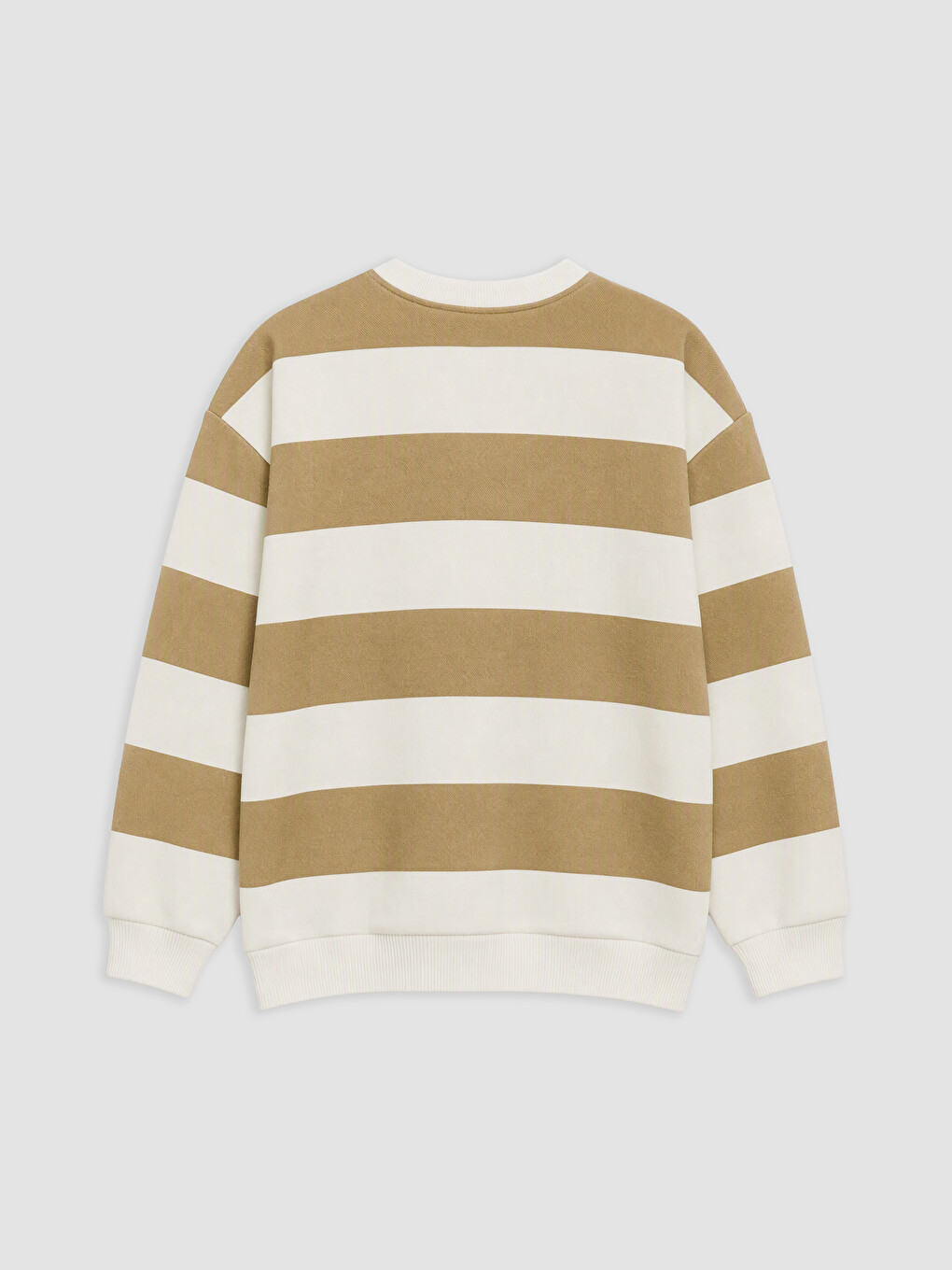 Bej Bisiklet Yaka Çizgili Erkek Çocuk Sweatshirt-3