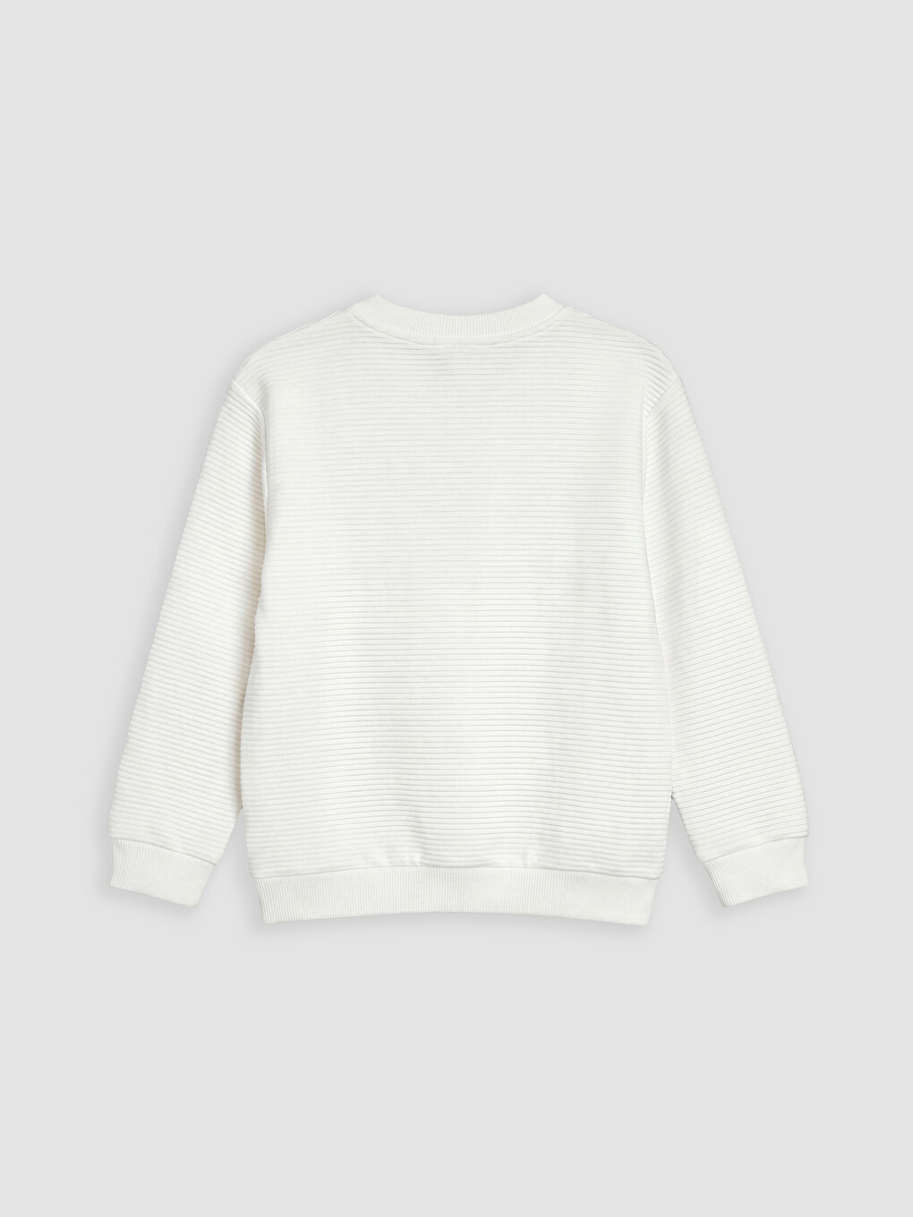 Beyaz Bisiklet Yaka Dokulu Erkek Çocuk Sweatshirt-2