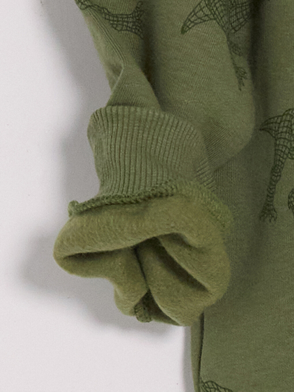 Haki Bisiklet Yaka Dinozor Baskılı Erkek Çocuk Sweatshirt-2