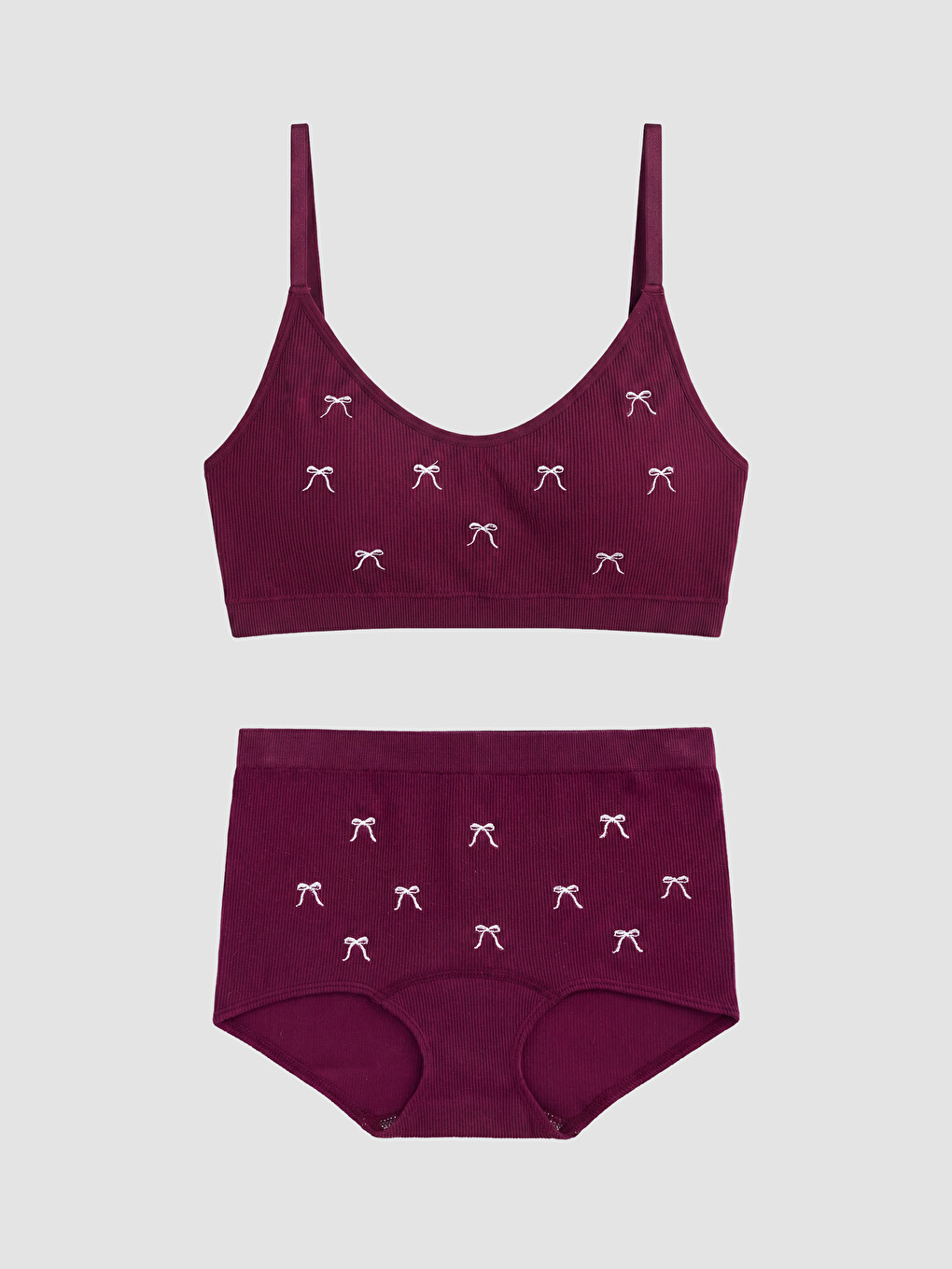 Bow Embroidered Bustier And Boxer