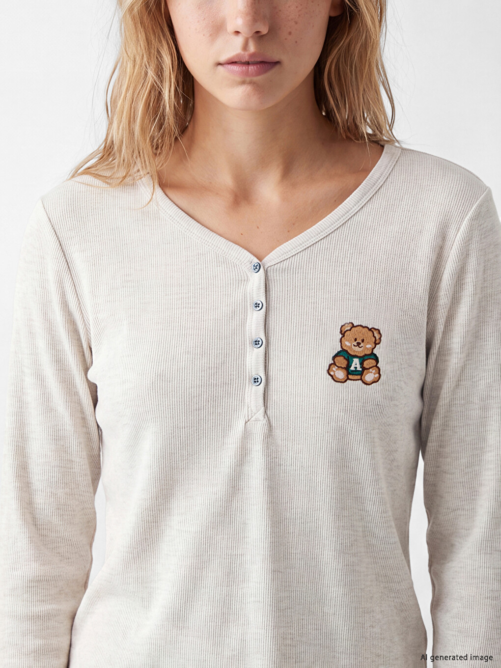 V Neck Embroidered Women's Pyjamas Set-2