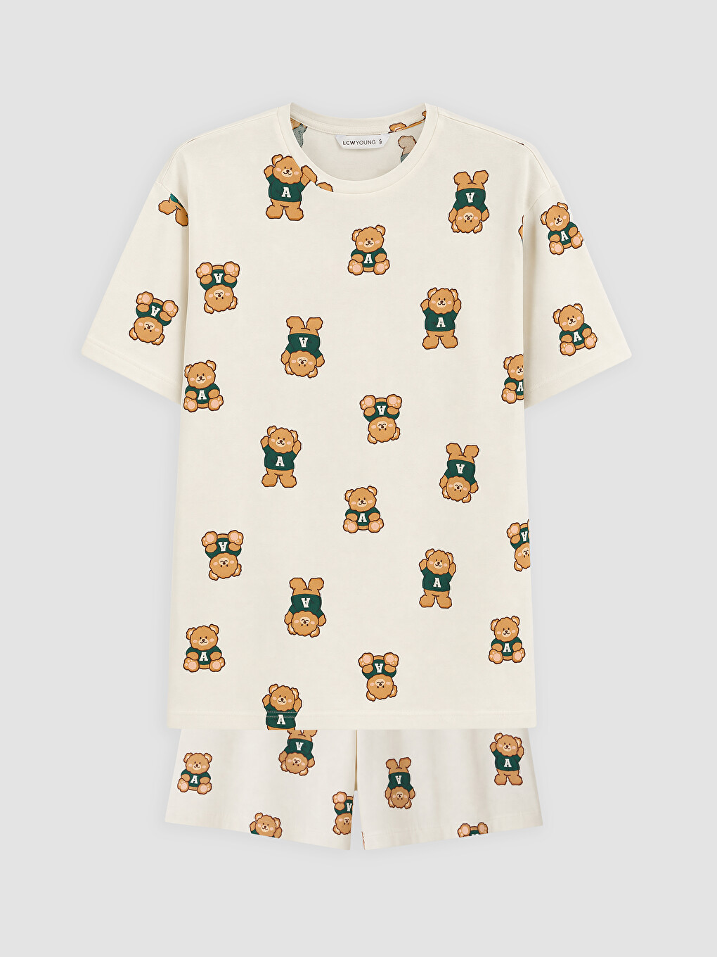 Bear Printed Women's Shortie Pyjamas Set