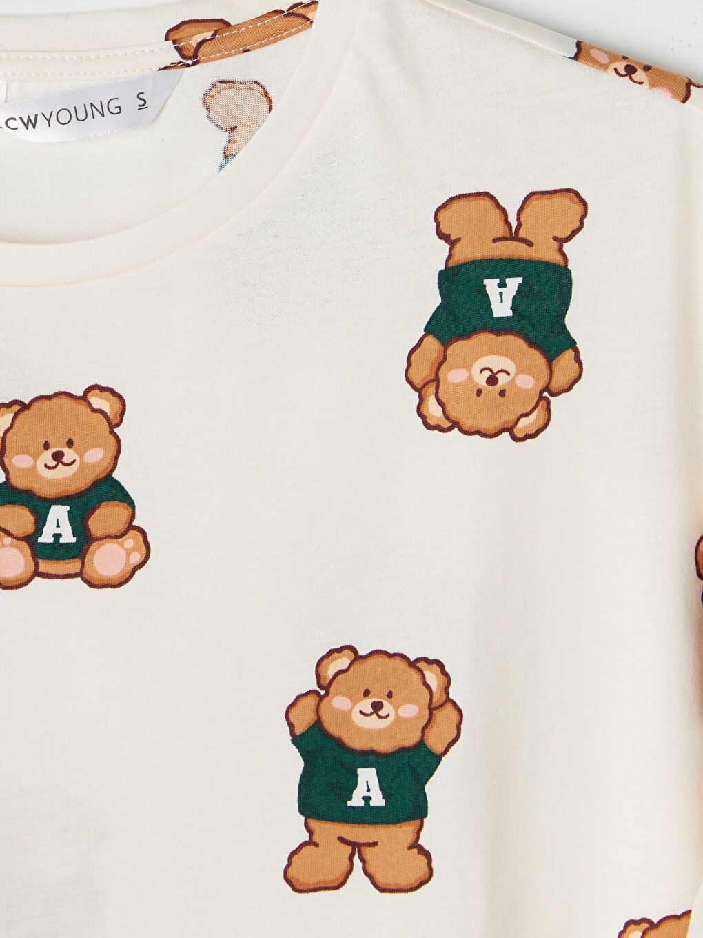 Bear Printed Women's Shortie Pyjamas Set-5