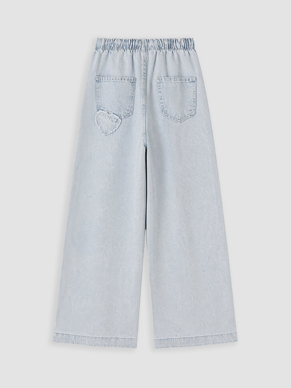 Mavi Wideleg Nakışlı Kız Çocuk Jean Pantolon-2
