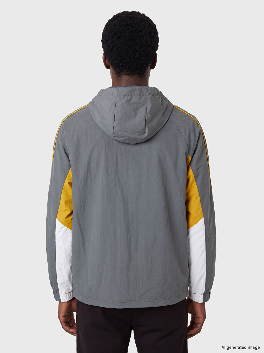 Gri Real Madrid Kapüşonlu Erkek Fermuarlı Sweatshirt-3