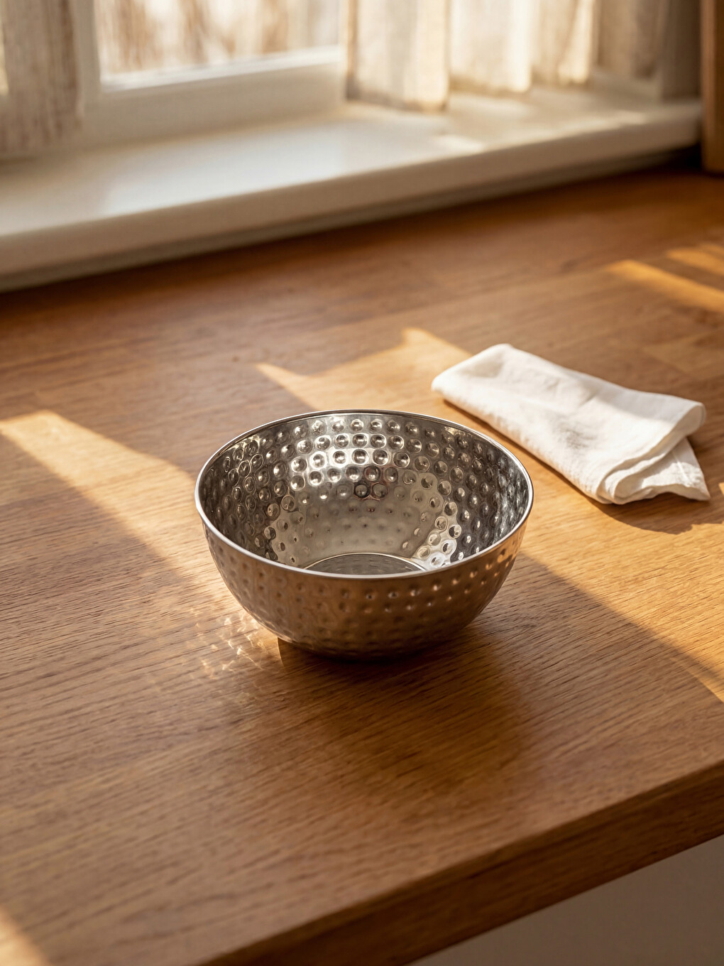 Hammered Textured Metal Bowl