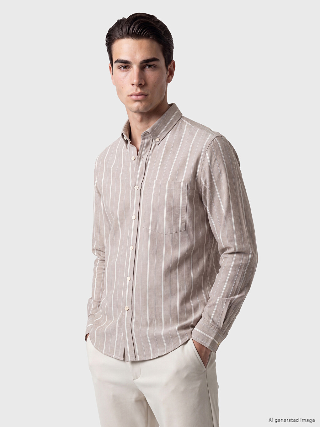 Regular Fit Striped Oxford Men's Shirt