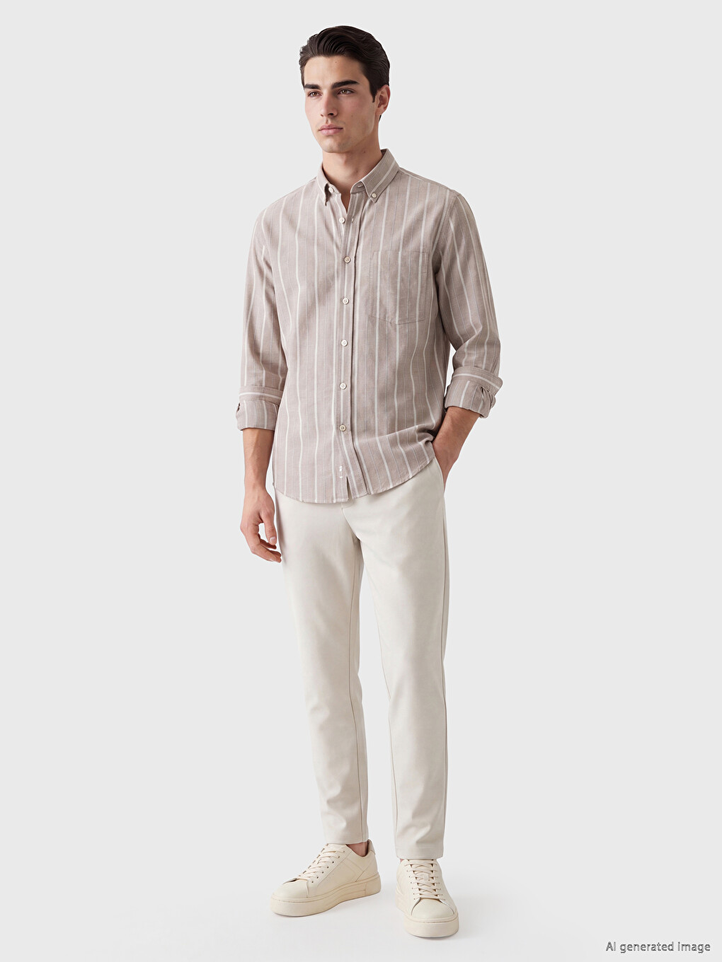 Regular Fit Striped Oxford Men's Shirt-1