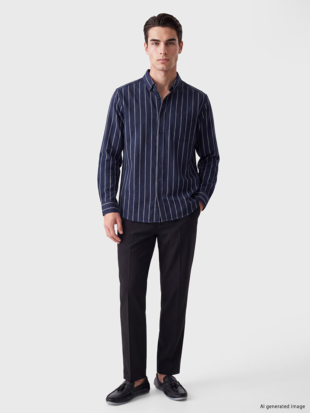 Regular Fit Striped Oxford Men's Shirt-1