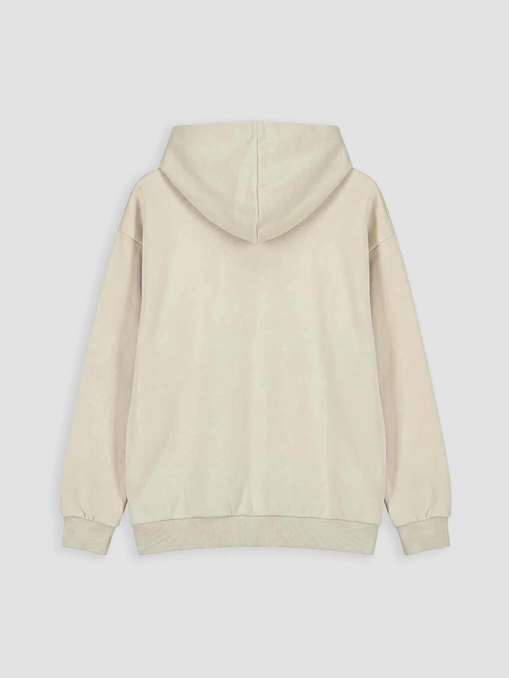 Bej Kapüşonlu Erkek Çocuk Fermuarlı Sweatshirt-2