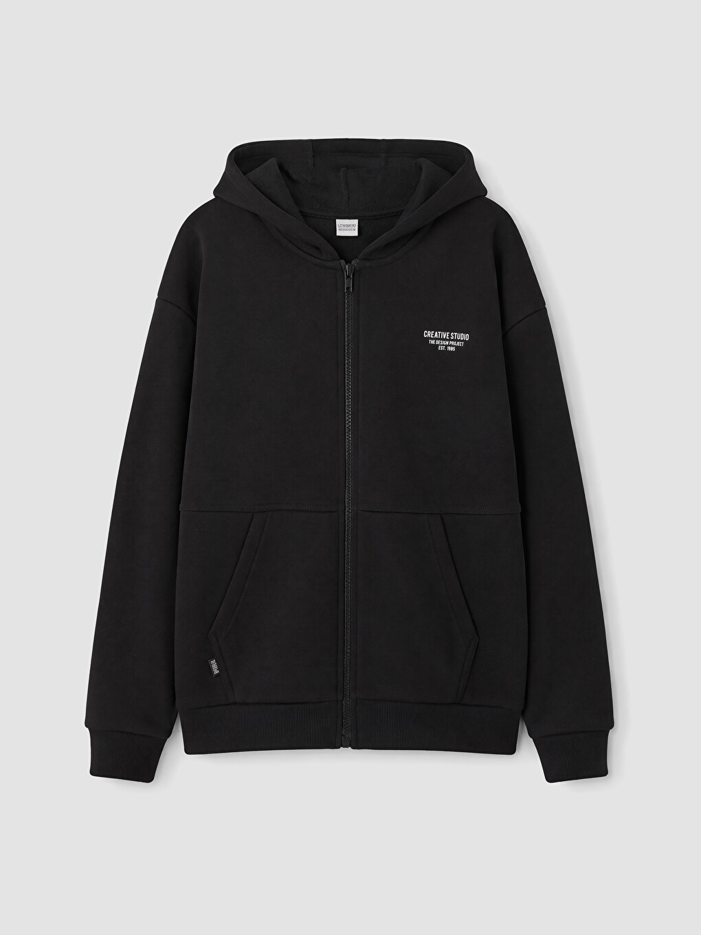 Siyah Kalın Erkek Çocuk Fermuarlı Sweatshirt