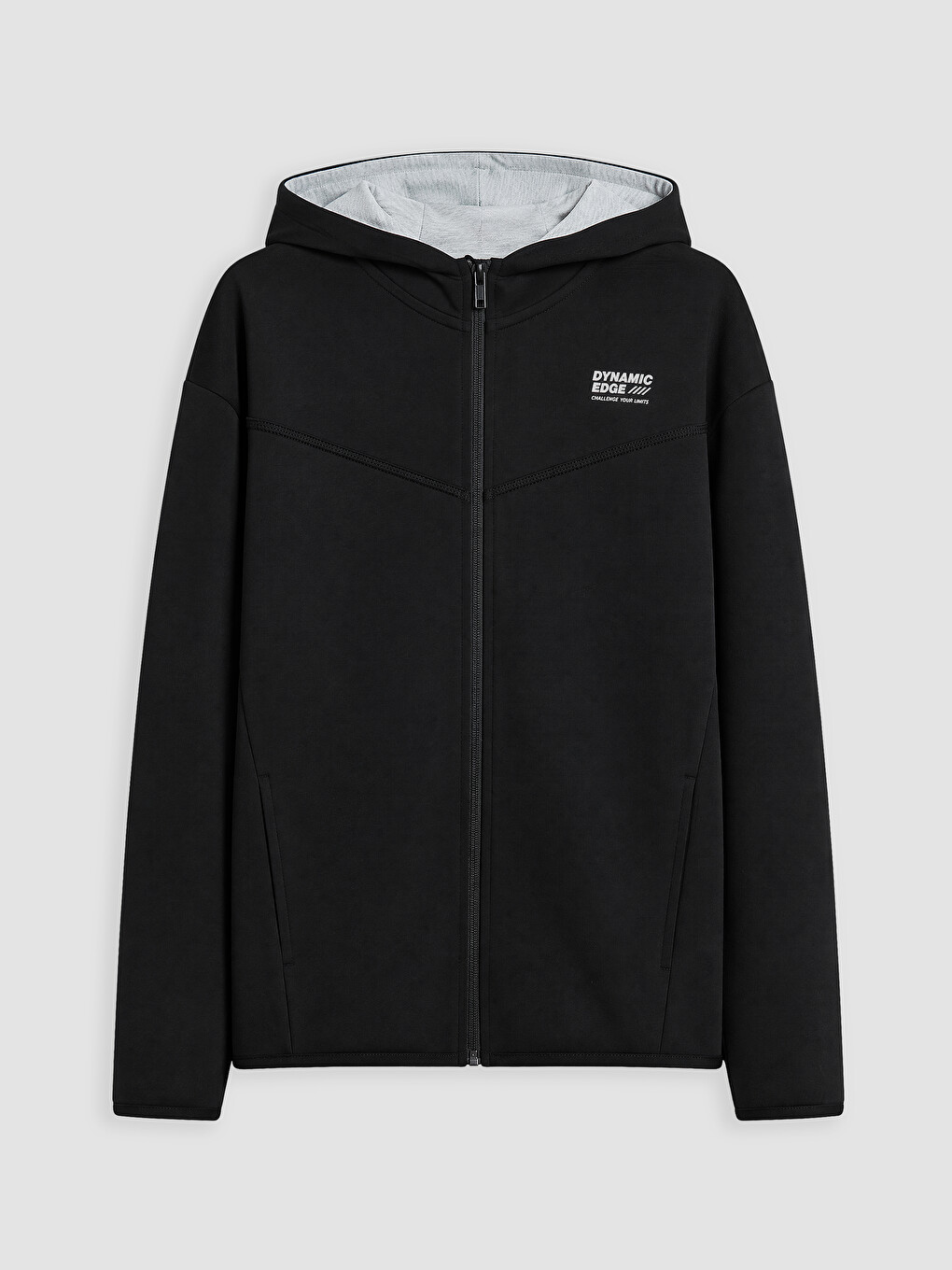 Siyah Kapüşonlu Baskılı Erkek Çocuk Fermuarlı Sweatshirt
