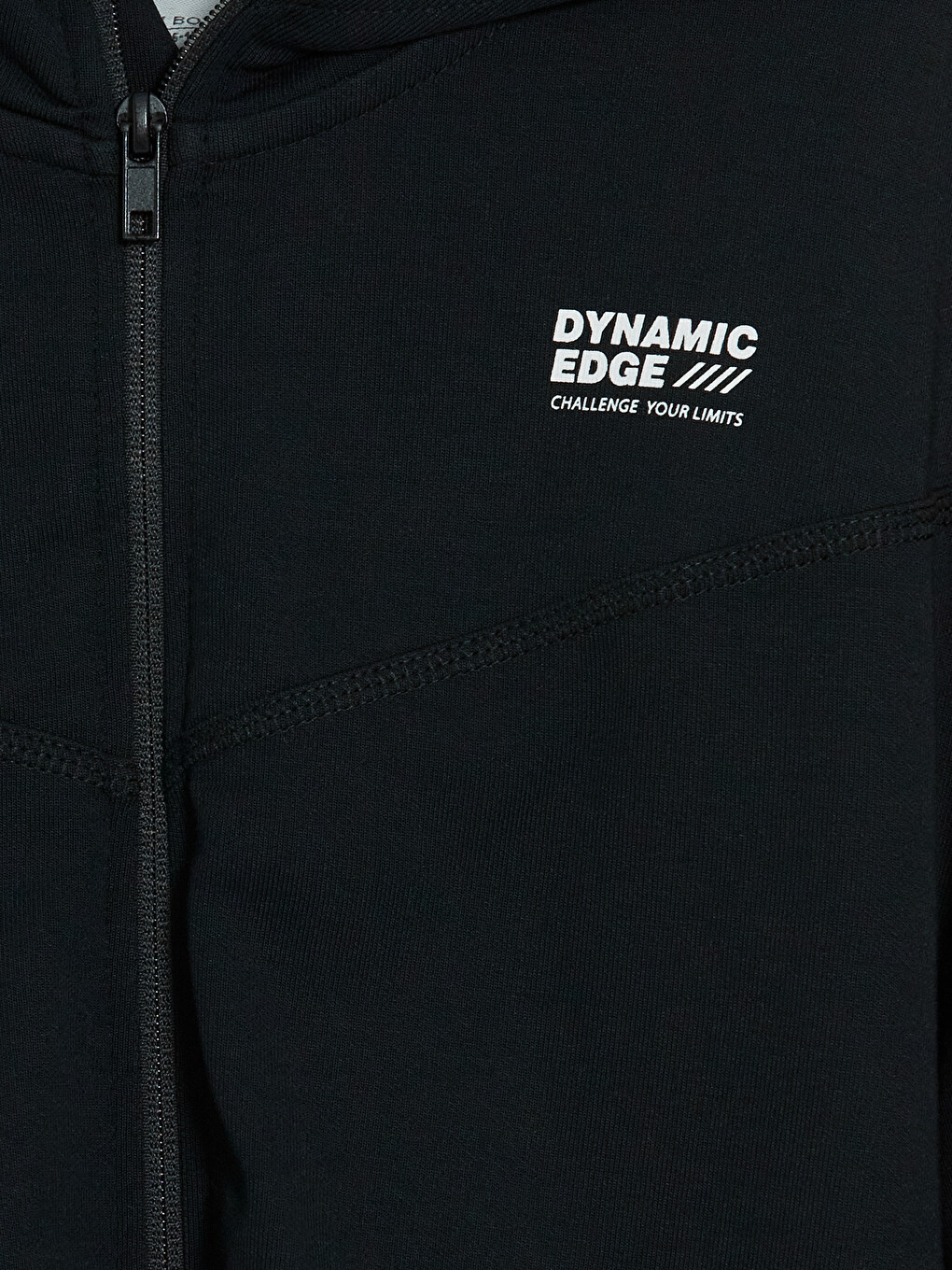 Siyah Kapüşonlu Baskılı Erkek Çocuk Fermuarlı Sweatshirt-1