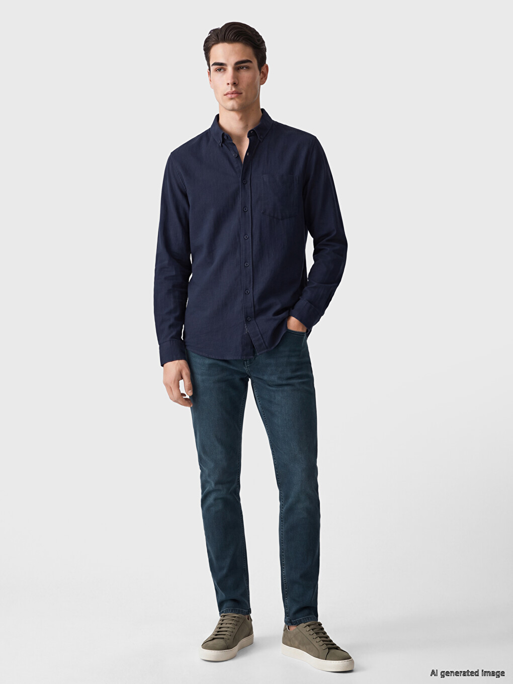 Regular Fit Poplin Men's Shirt-1