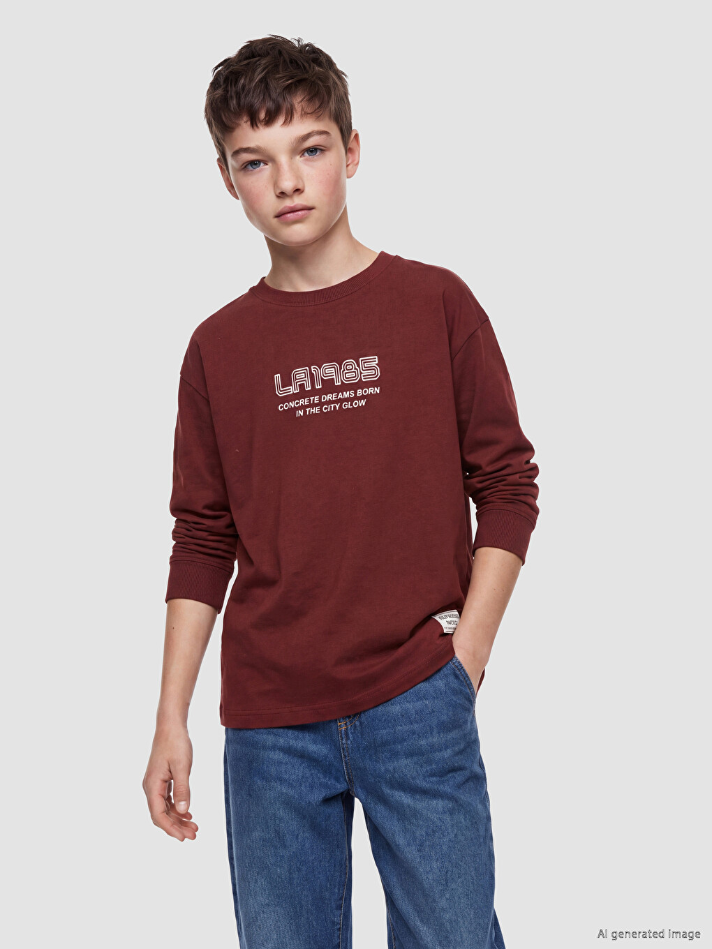 Crew Neck Text Printed Boys' T-shirt-1
