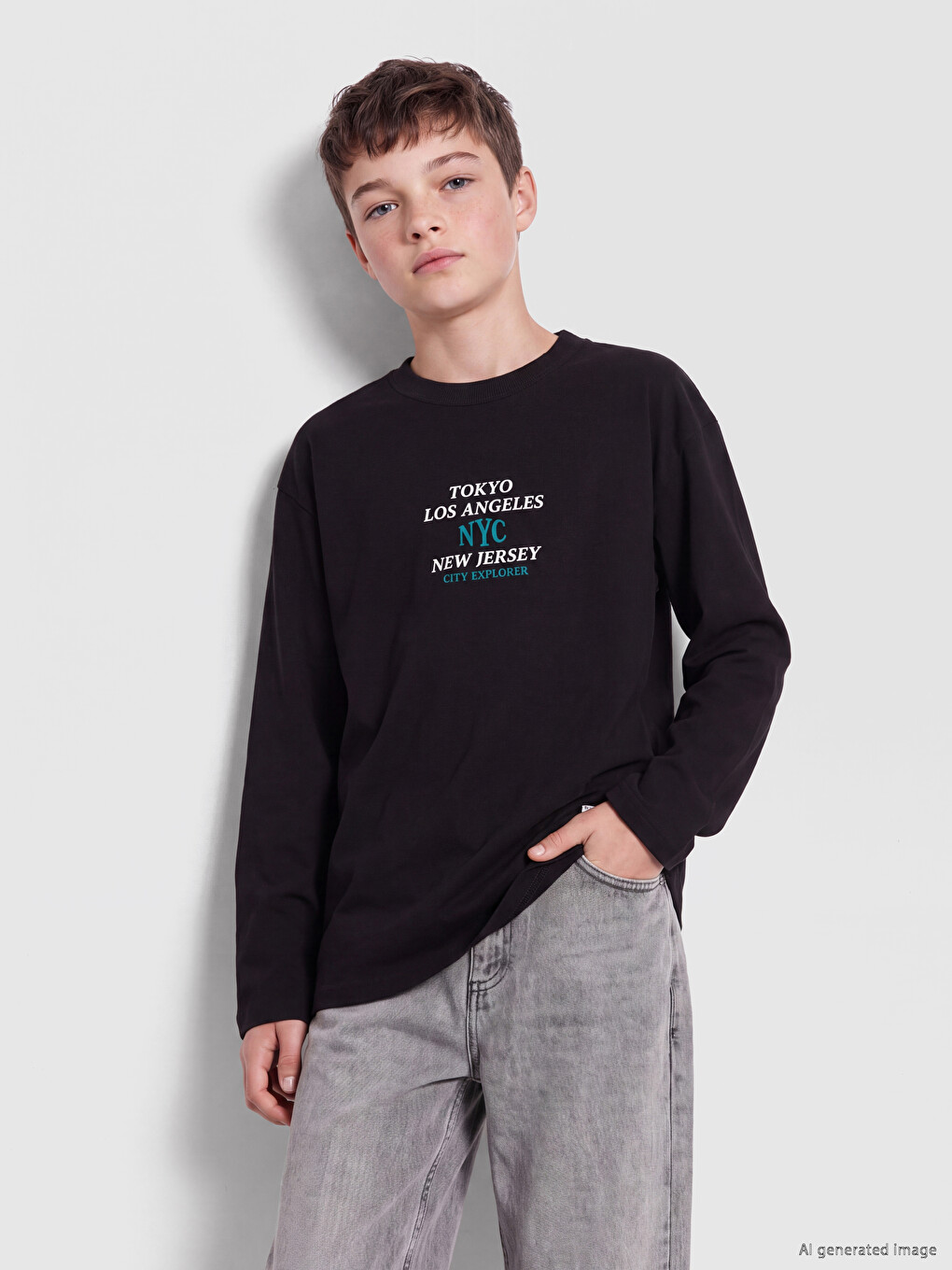 Crew Neck Printed Boys' T-shirt-1