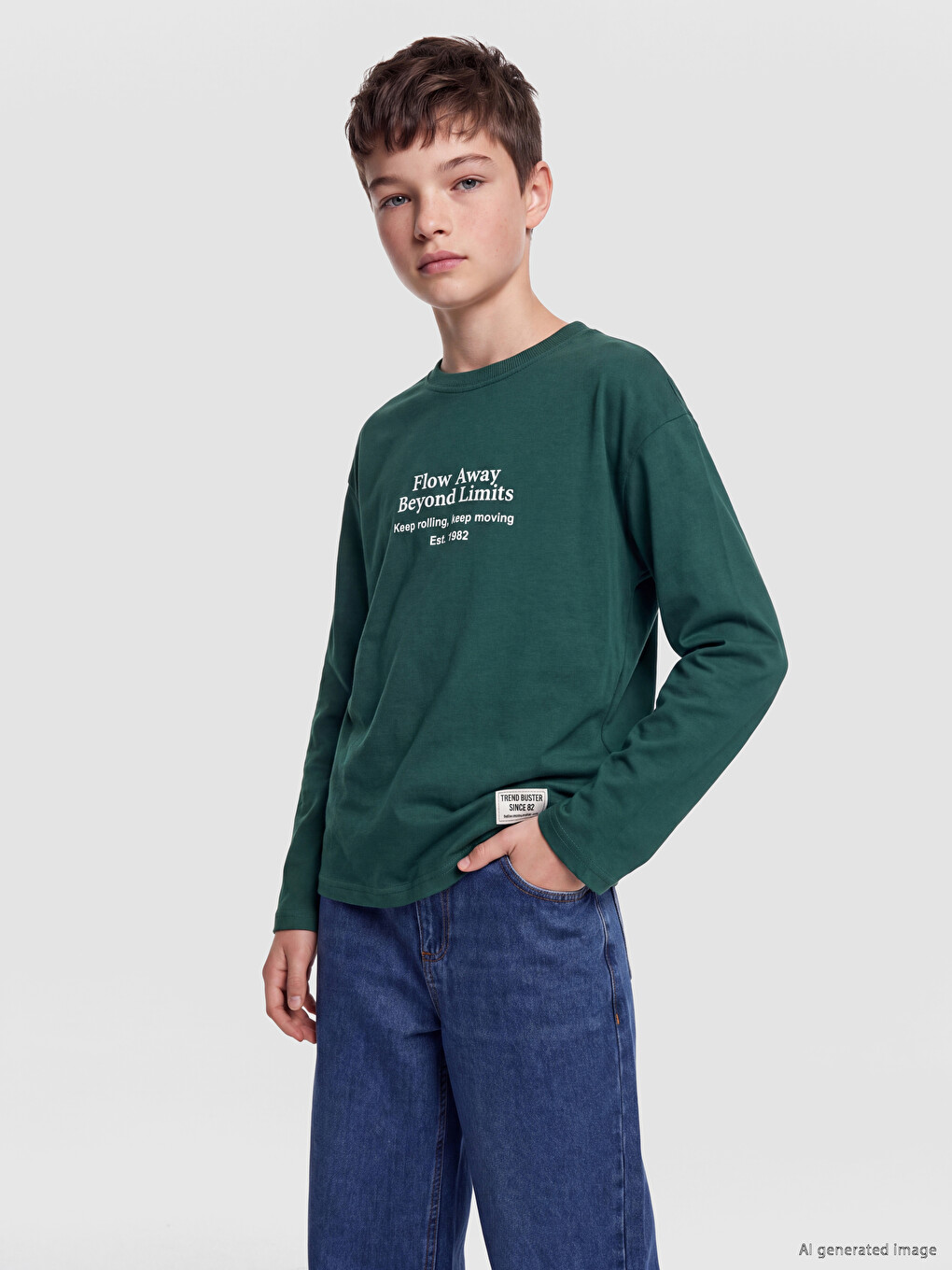 Crew Neck Slogan Printed Boys' T-shirt-1
