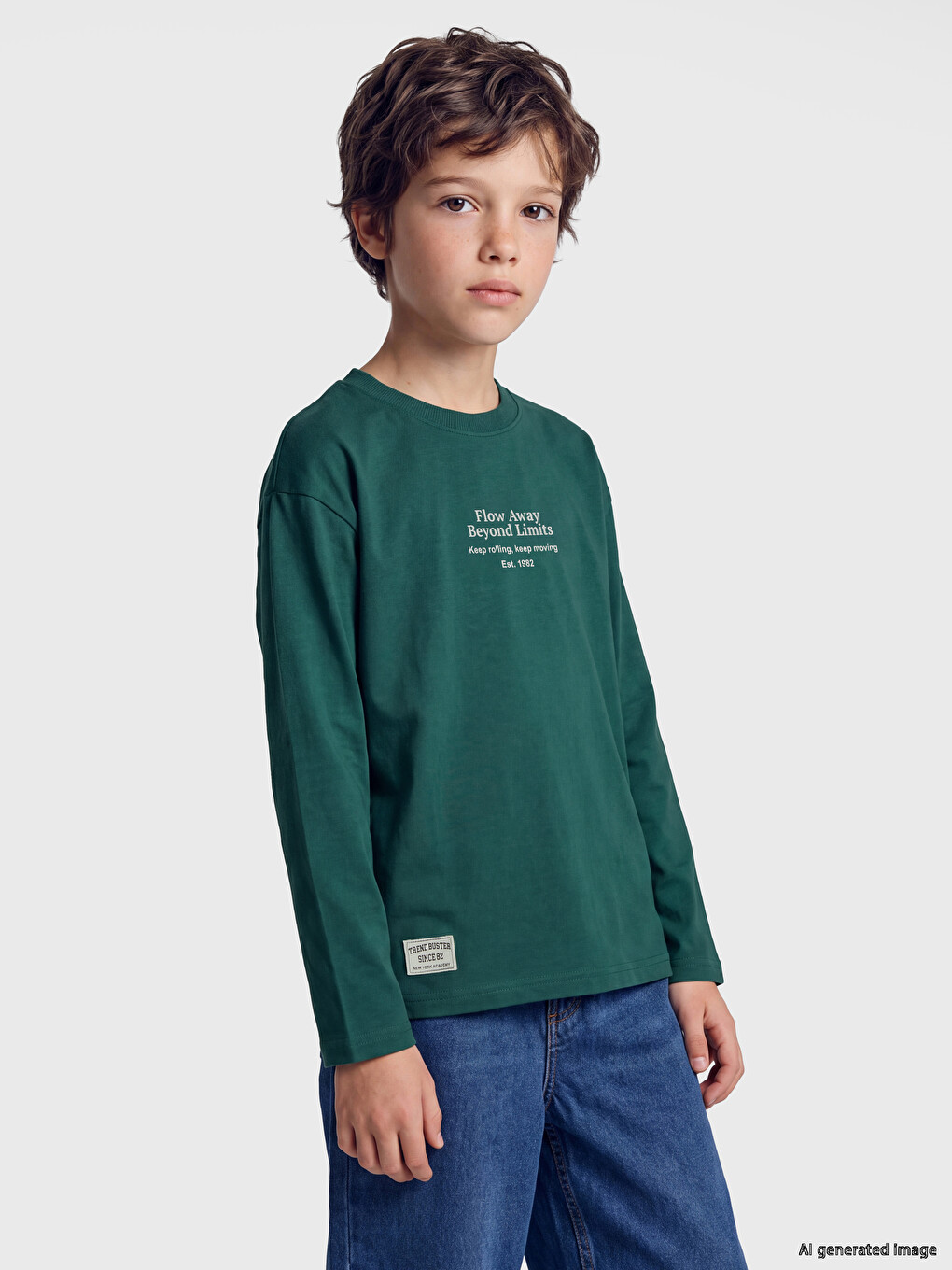 Crew Neck Printed Boys' T-shirt
