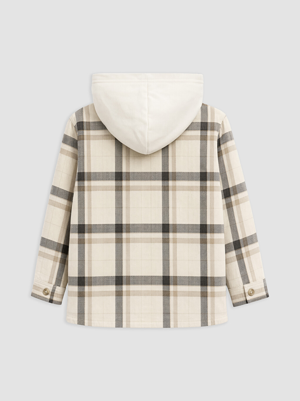 Hooded Plaid Twill Boys' Shirt-1