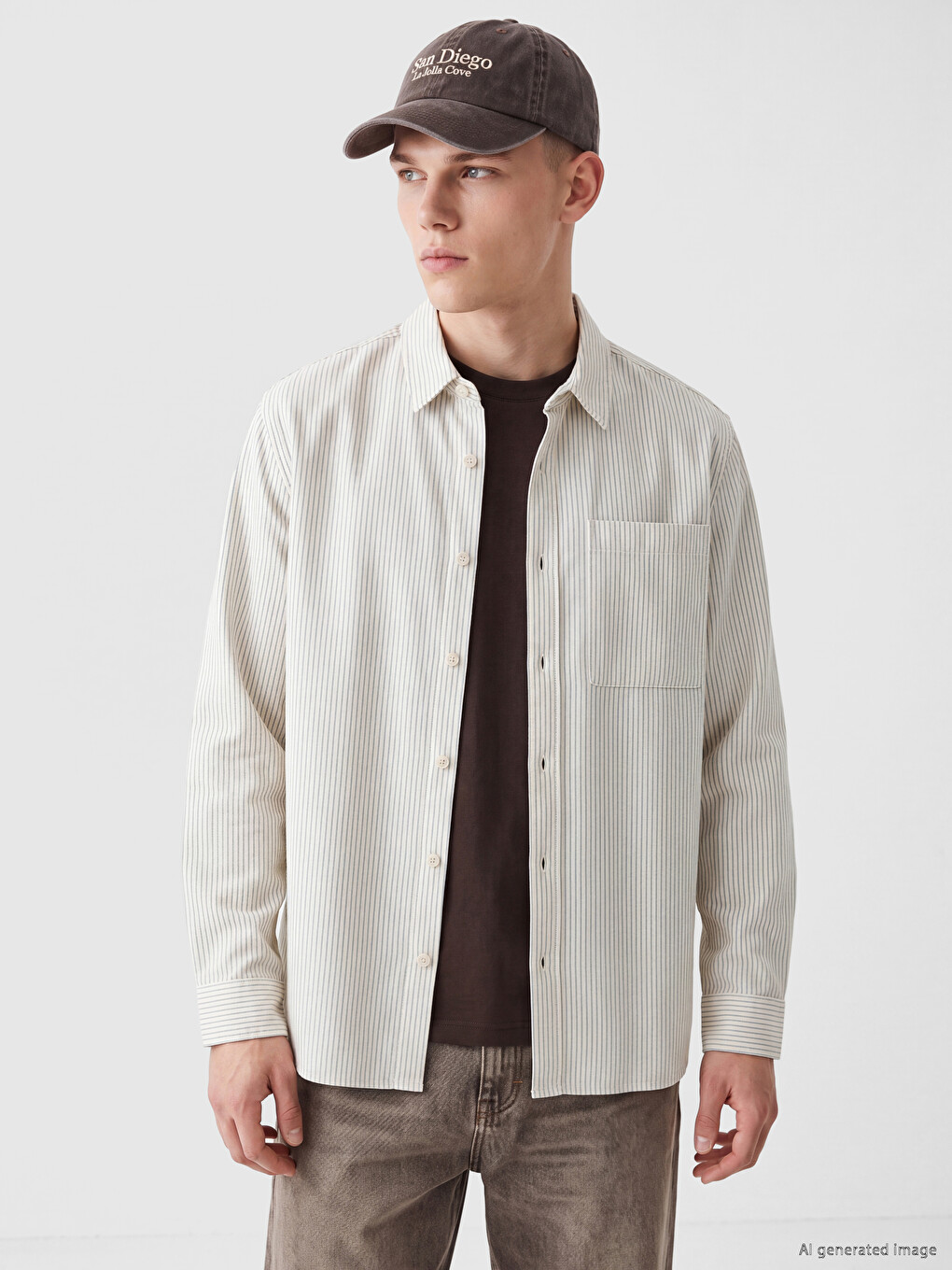 Regular Fit Striped Poplin Men's Shirt