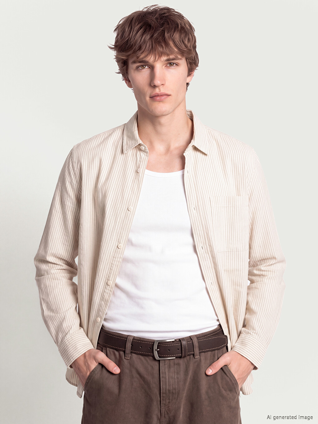 Regular Fit Striped Poplin Men's Shirt-1