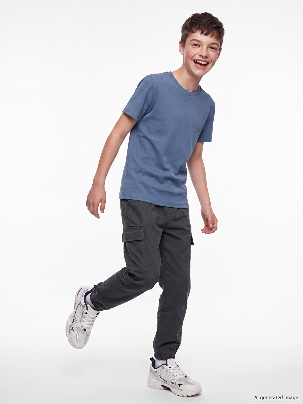 Elastic Waist Gabardine Boys' Cargo Trousers