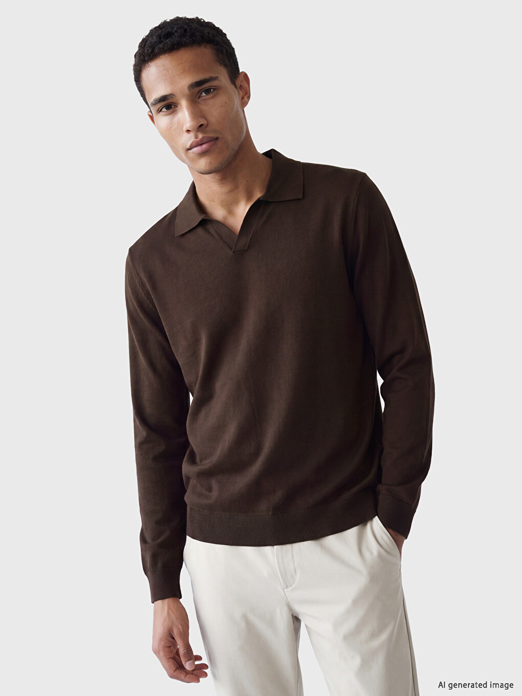 Polo Collar Men's Knitwear Sweater