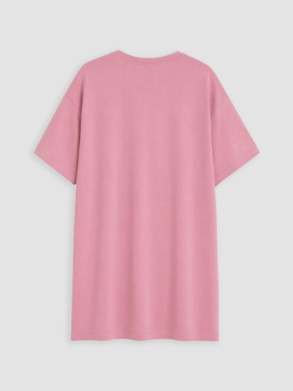 Pembe Bisiklet Yaka Baskılı Kadın Gecelik-5