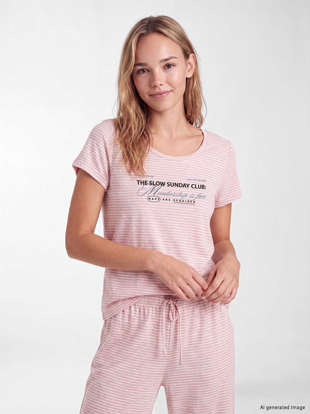 Crew Neck Printed Women's Capri Pyjamas Set-1